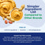 Peanut butter with ingredients listed on a blue and white background